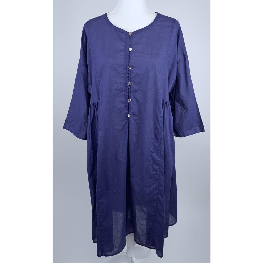 Gudrun Sjoden Popover Shirt Dress in Purple Size Large 100% Organic Cotton